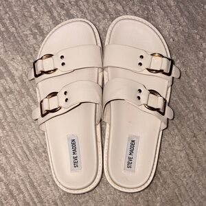 Steve Madden Cream Double Strap Sandals